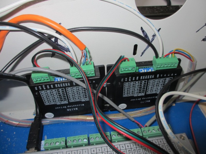 Stepper motor drivers.  X on left, Y on right.