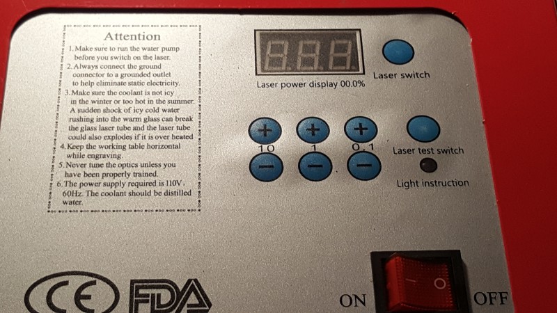 control panel for k40