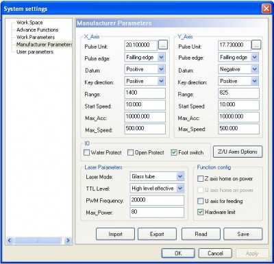 My settings.  The keying direction should be set to negative for the X axis as I have my machine 0,0 set to upper left.