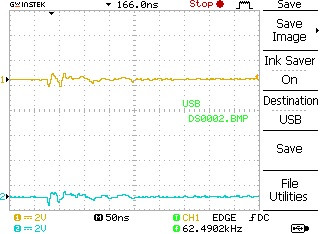 spike on step lines with low-pass filter.