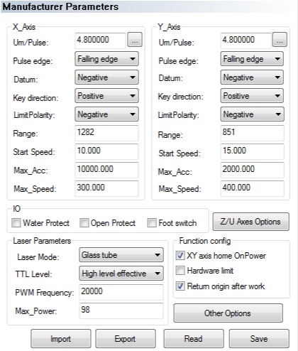 Manufacturer settings 1